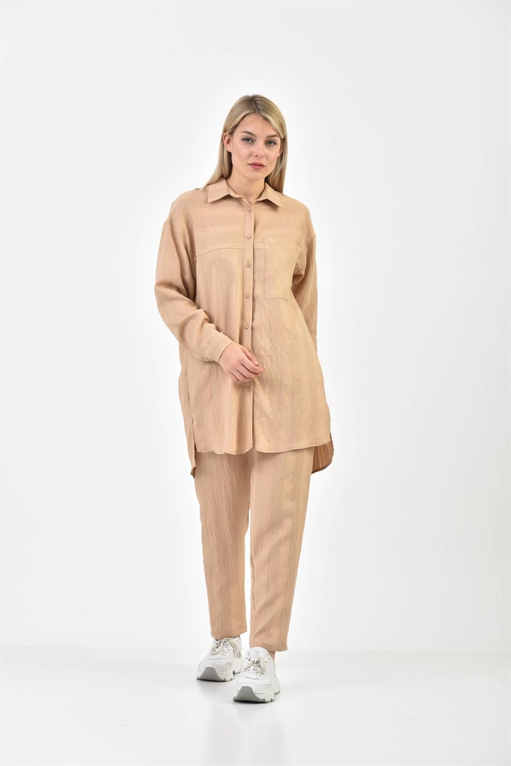 Kadın Keten Takım Beige