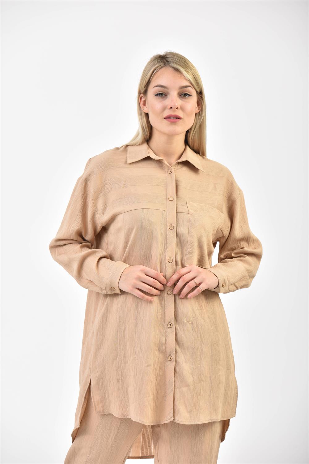 Kadın Keten Takım Beige