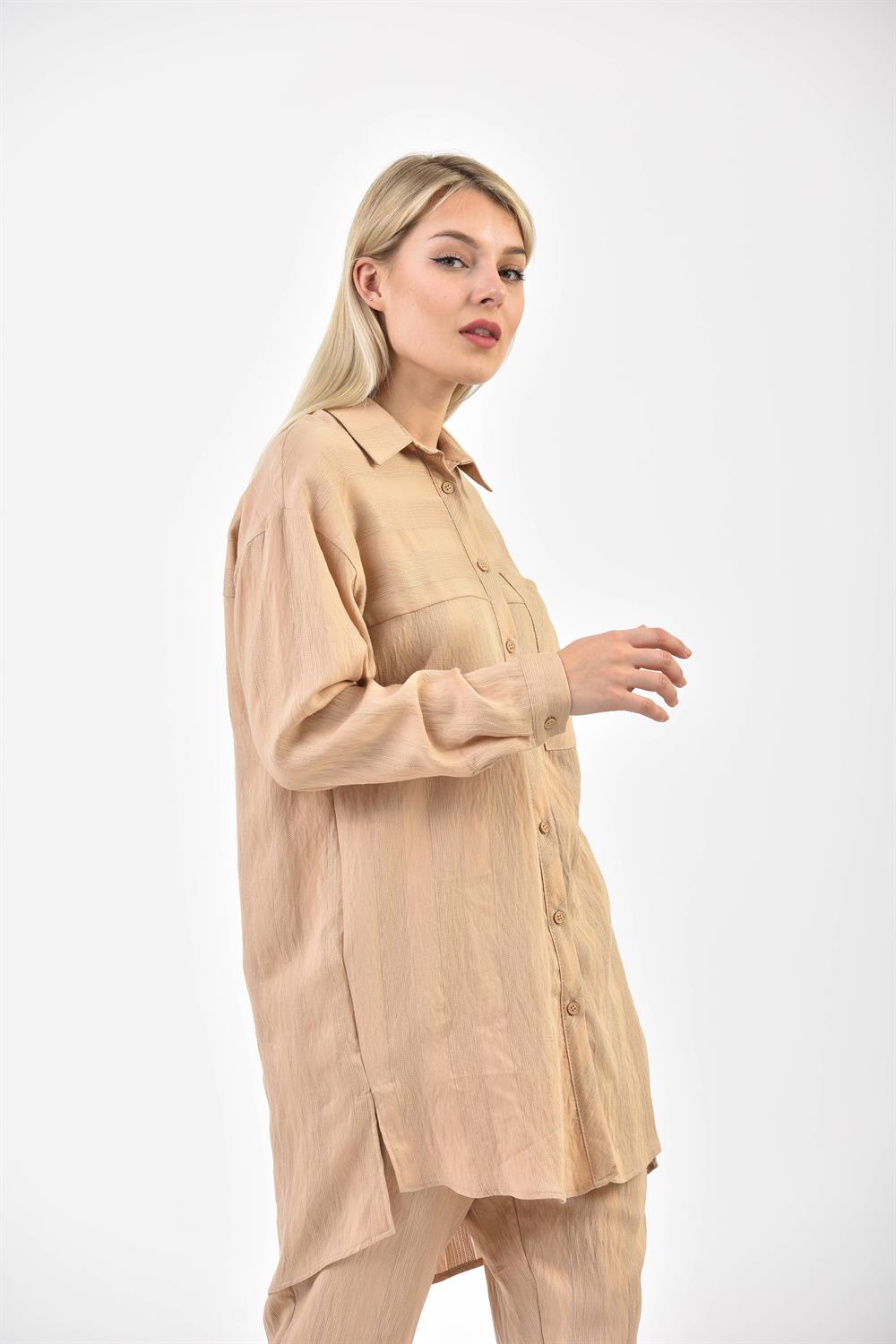 Kadın Keten Takım Beige