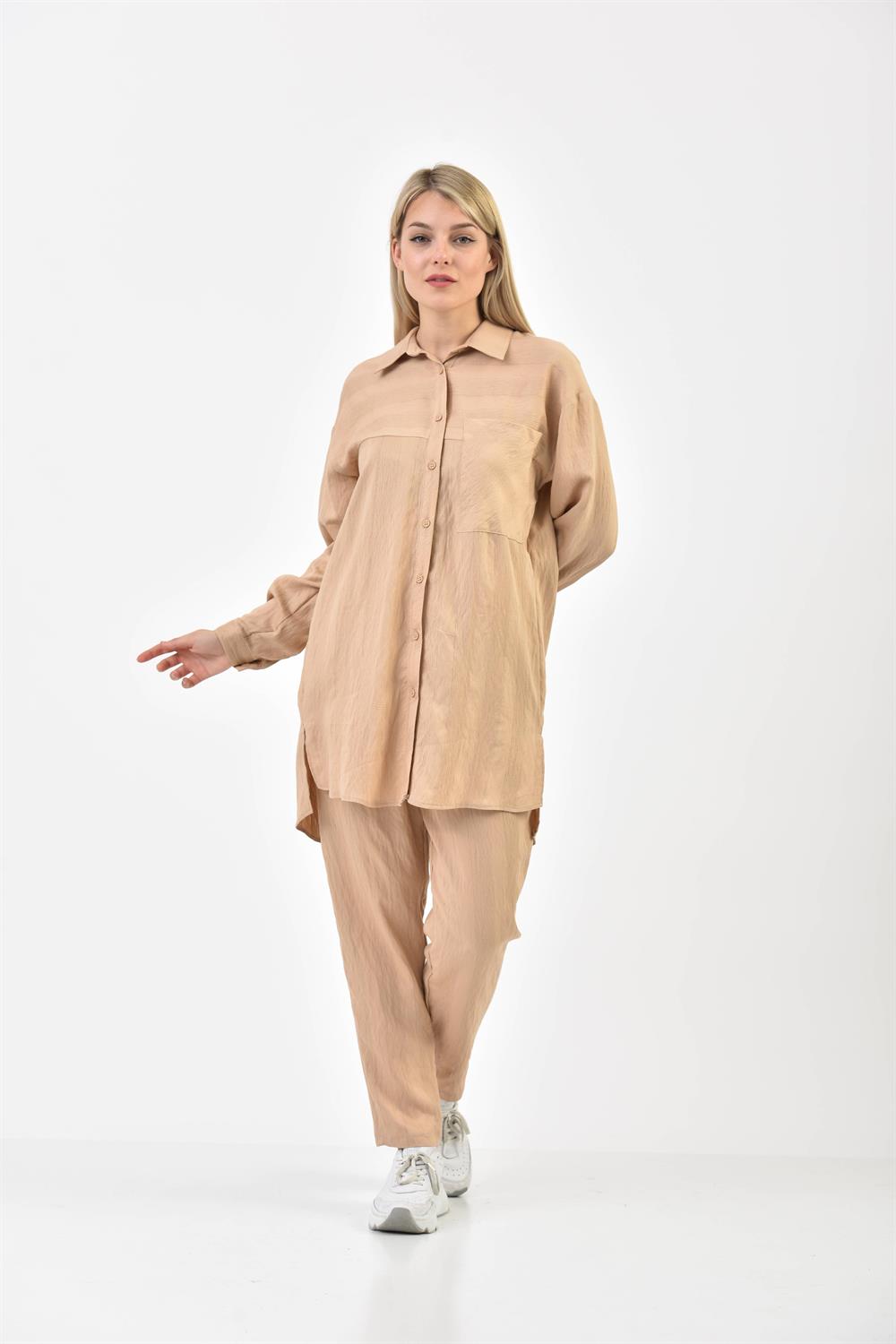 Kadın Keten Takım Beige