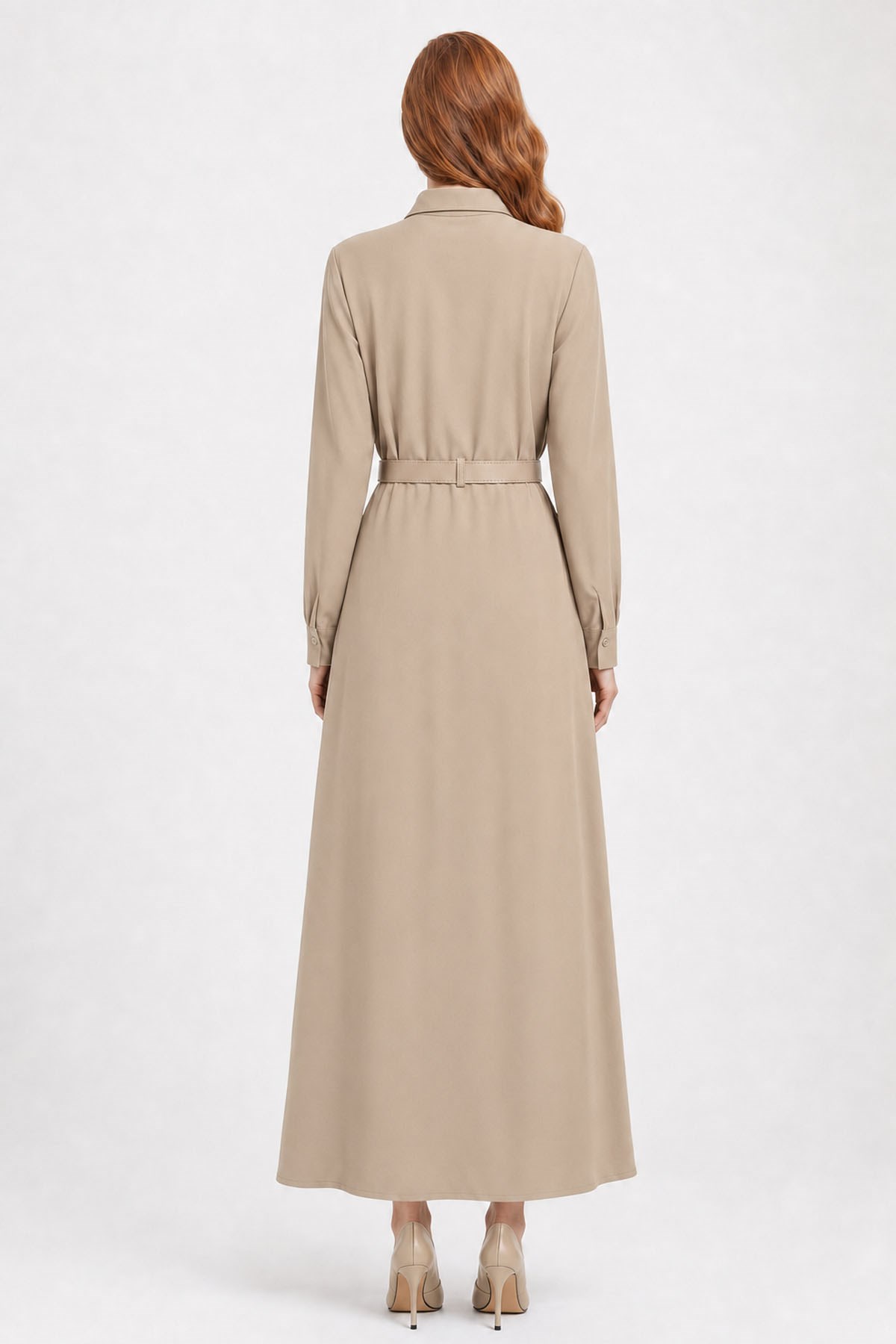 Kadın Krep Elbise Beige