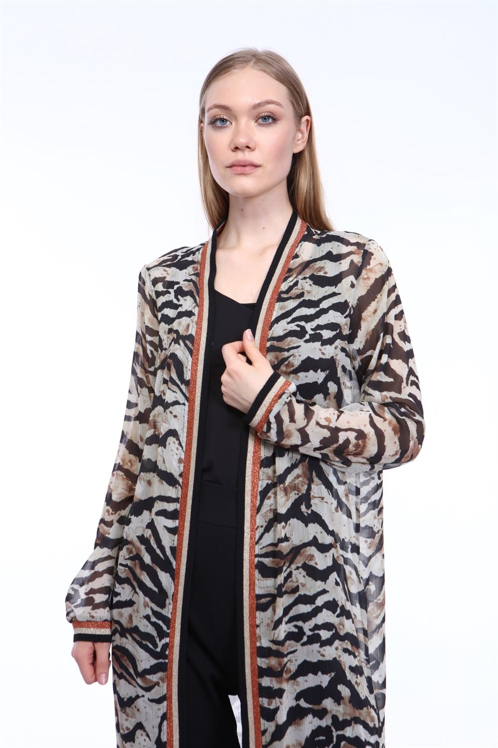 Kadın Leopar Desen Kap Beige