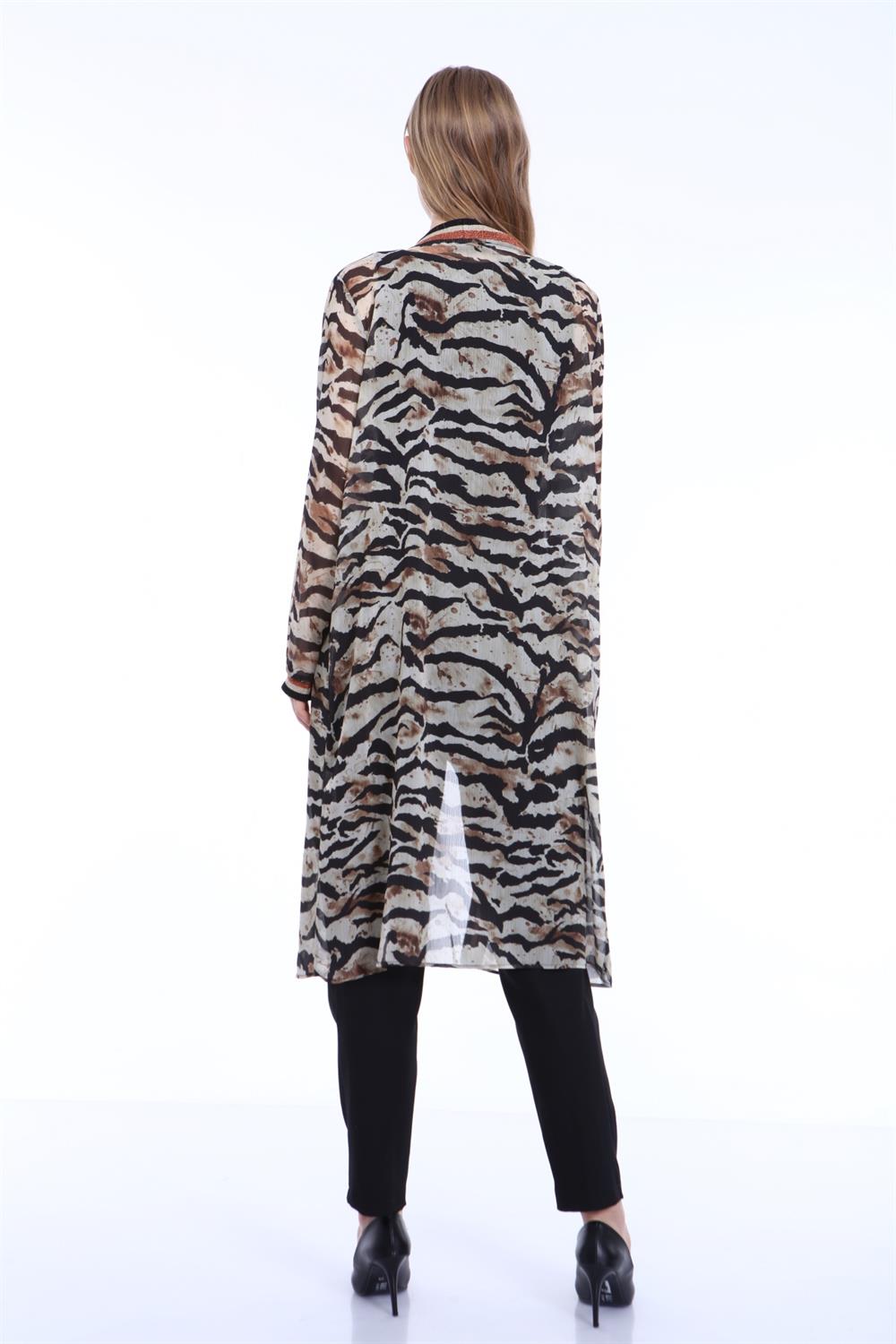 Kadın Leopar Desen Kap Beige
