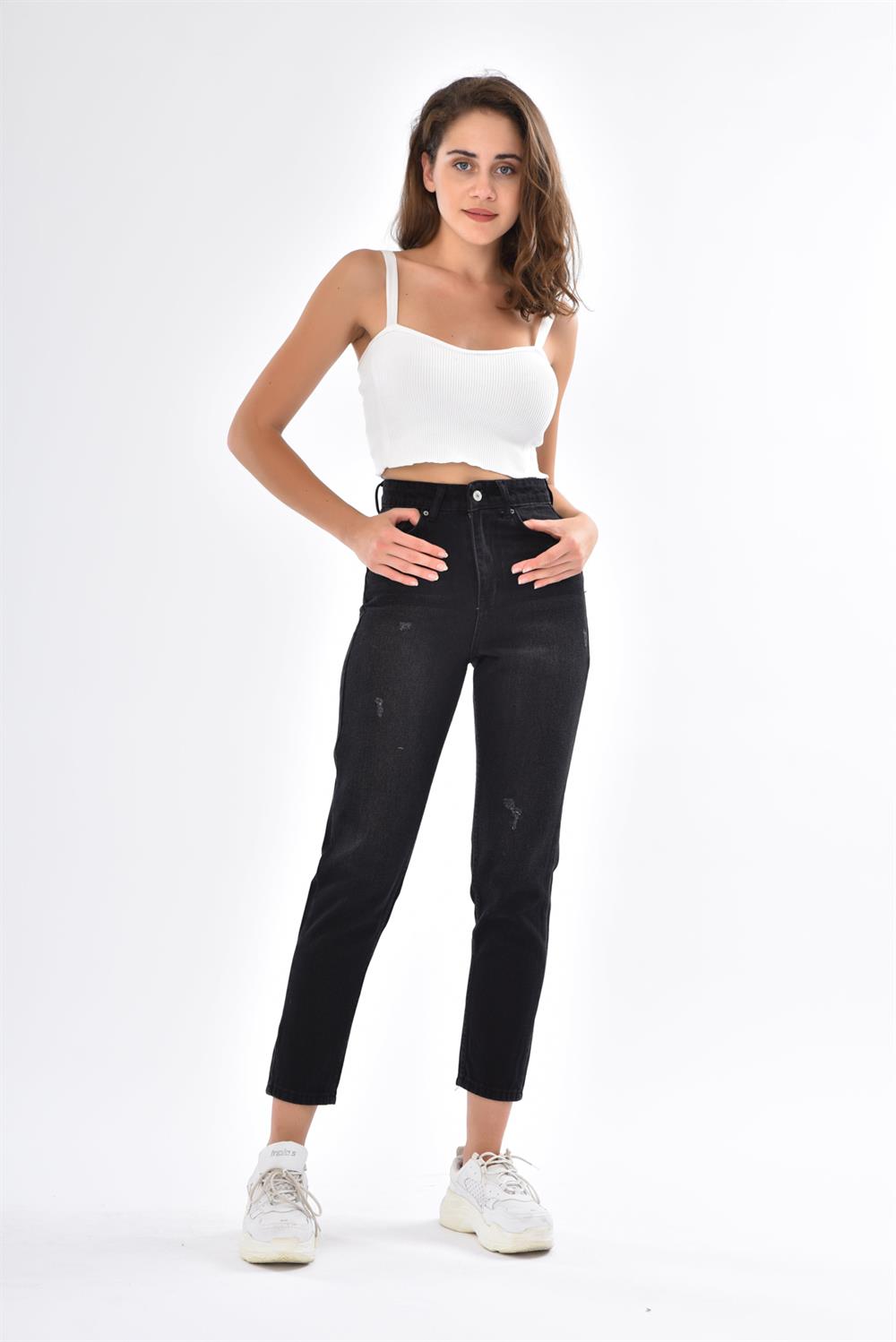 Kadın Mom Fit Jean Siyah
