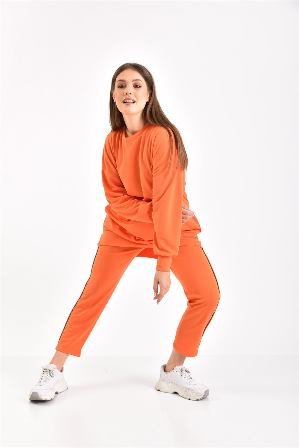 Kadın Örme Krep Takım Orange