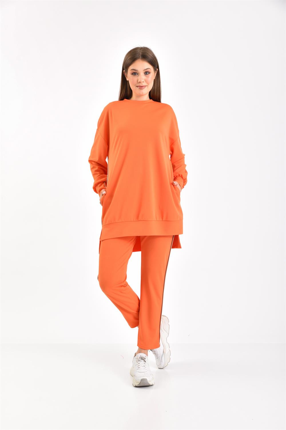Kadın Örme Krep Takım Orange