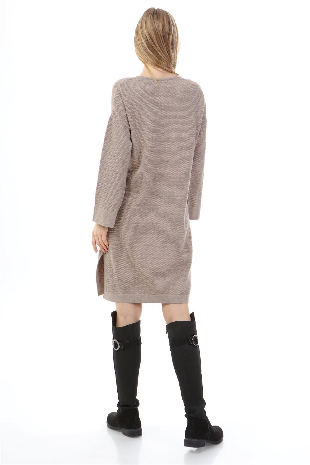 Kadın Pul Payet İşlemeli Tunik Beige