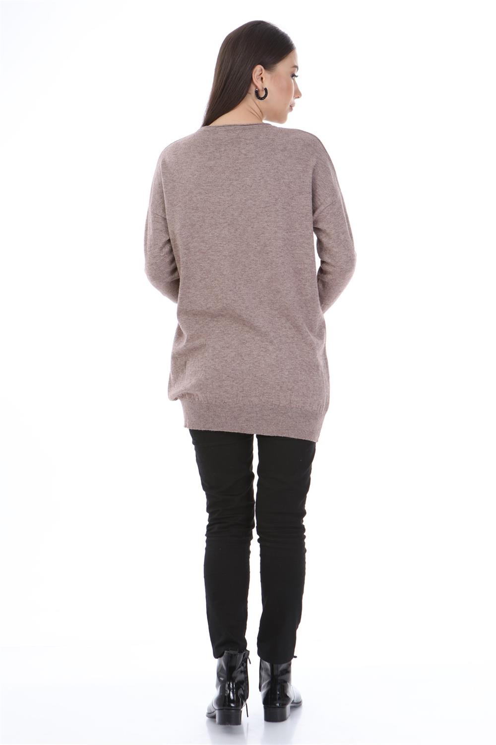 Kadın Pul Payet Triko Beige