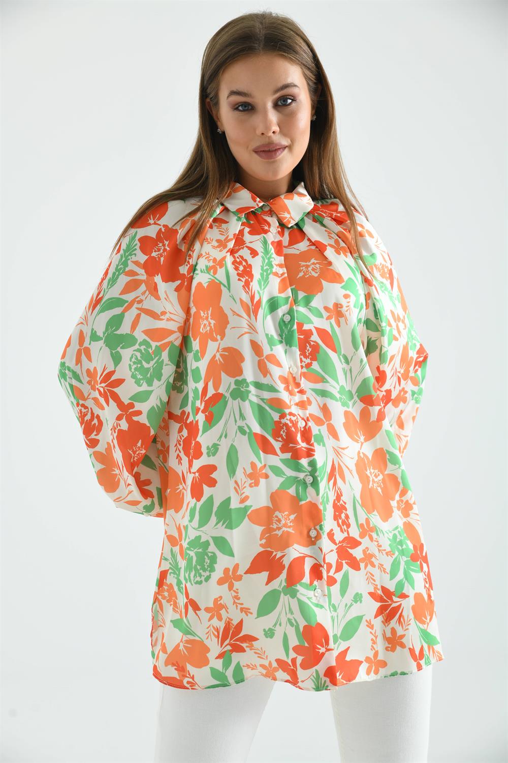 Kadın Saten Tunik Orange