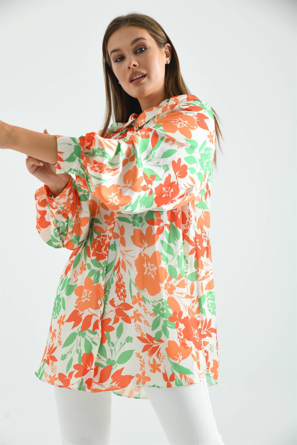 Kadın Saten Tunik Orange
