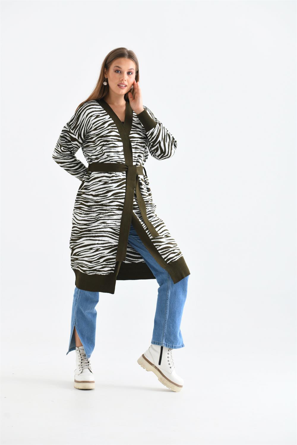 Kadın Zebra Desen Giyçık Haki
