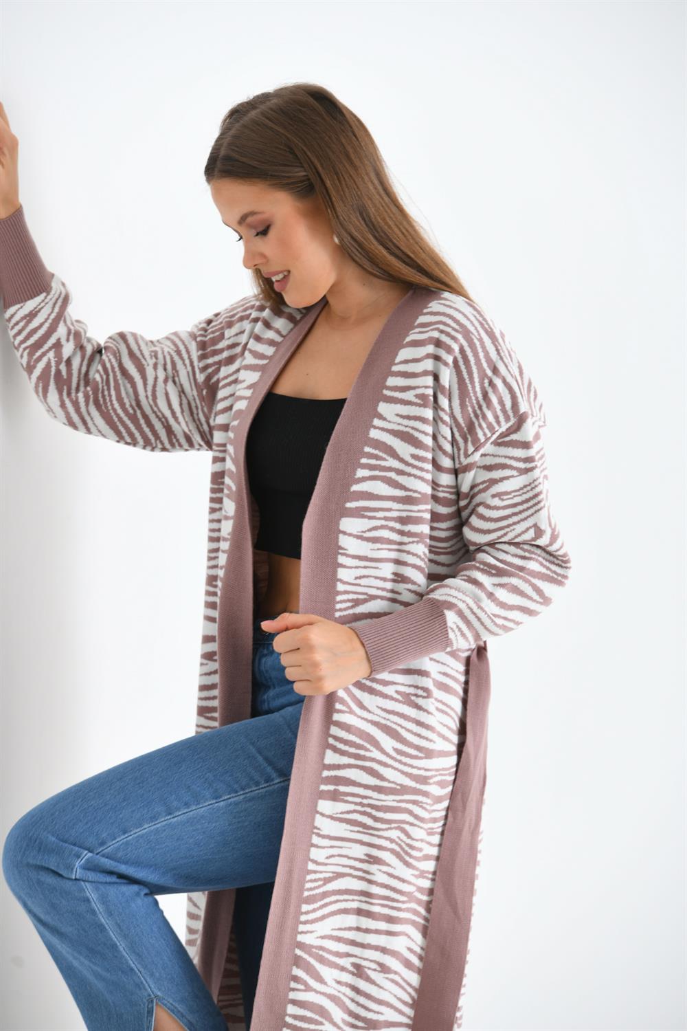 Kadın Zebra Desen Giyçık Pudra
