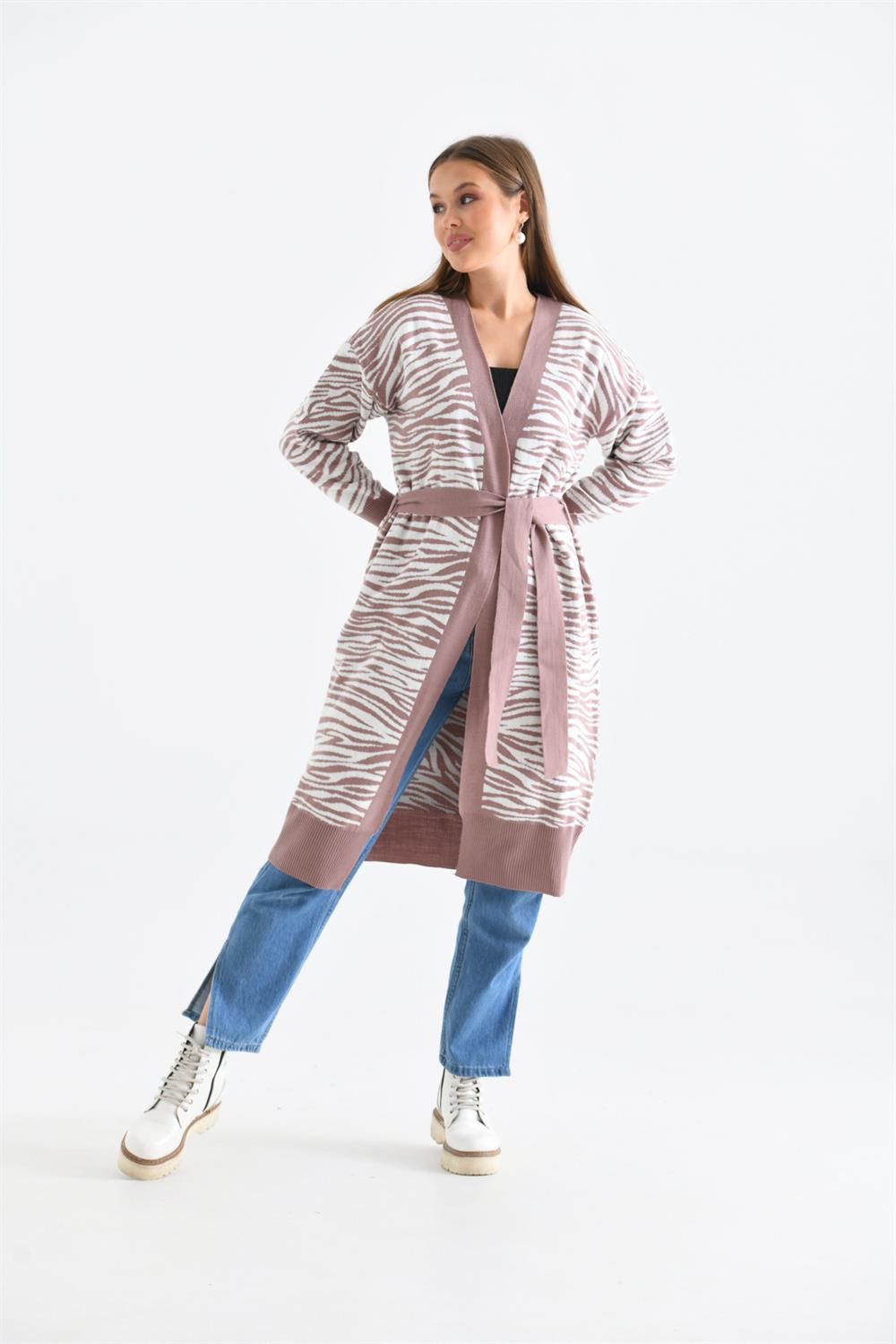 Kadın Zebra Desen Giyçık Pudra