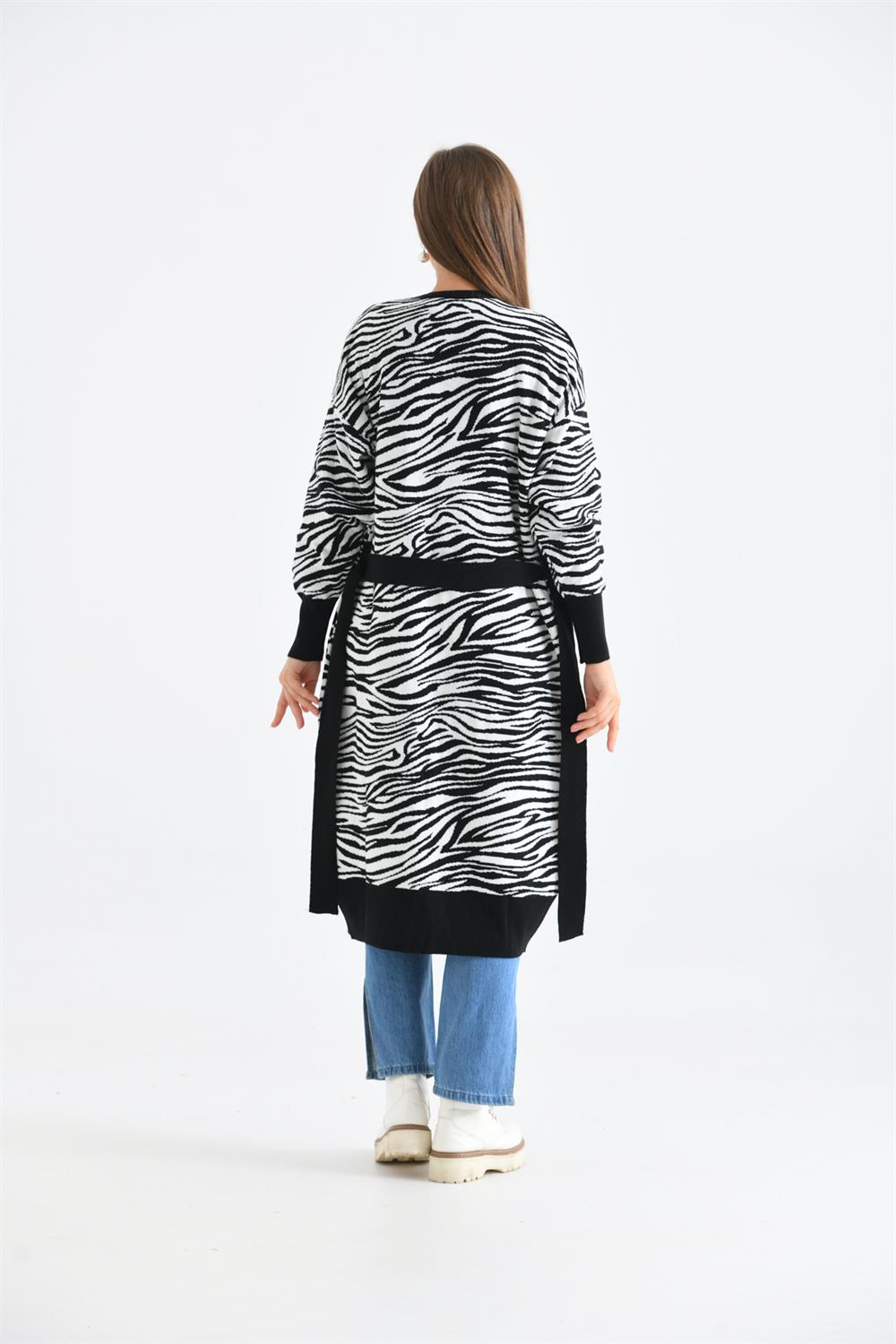 Kadın Zebra Desen Giyçık Siyah