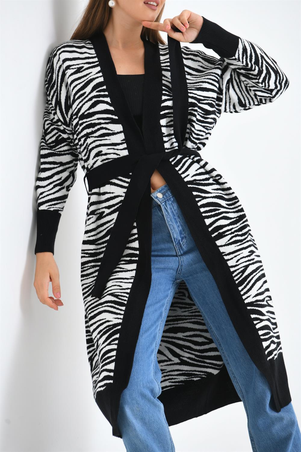 Kadın Zebra Desen Giyçık Siyah