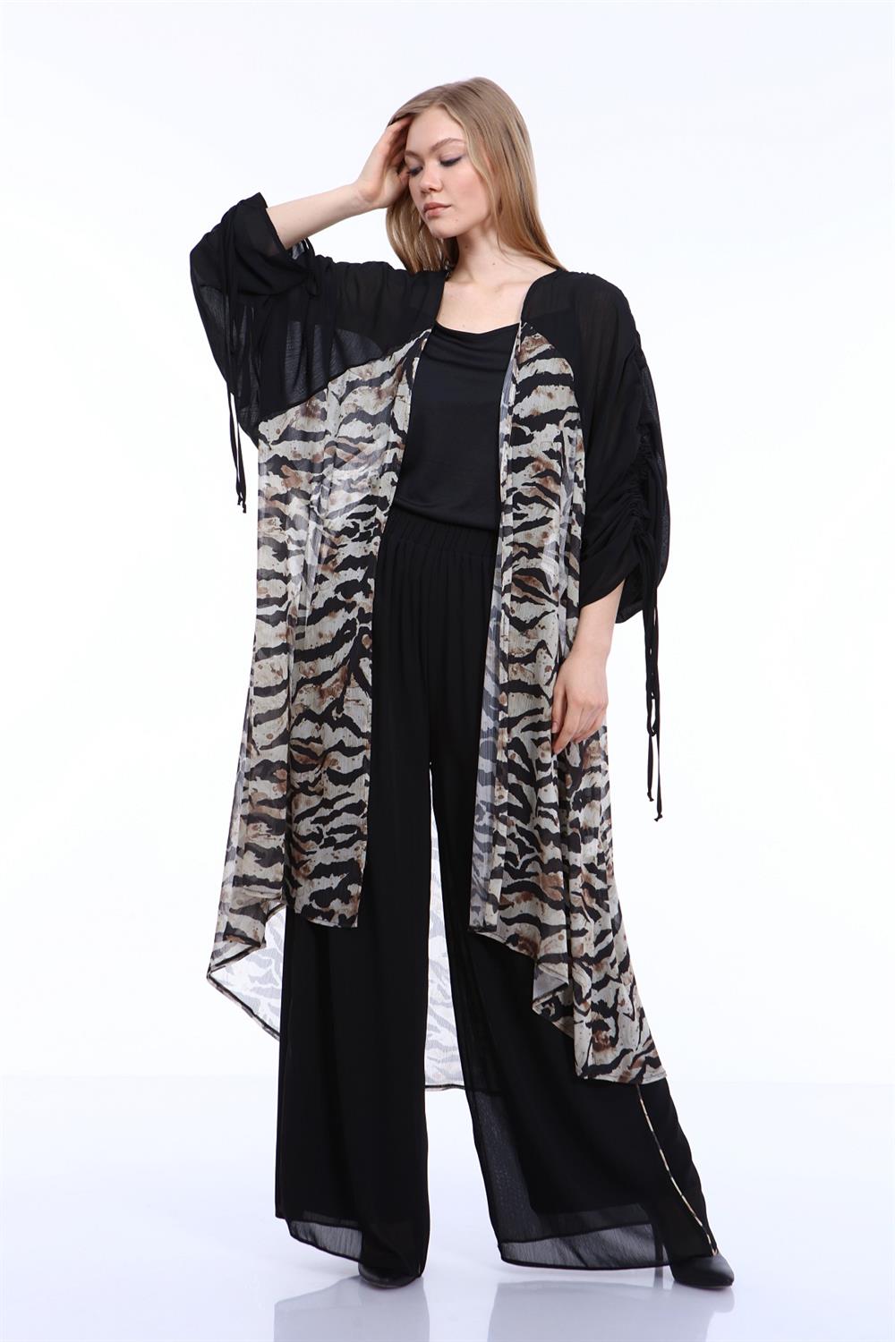 Kadın Zebra Desen Kap Beige