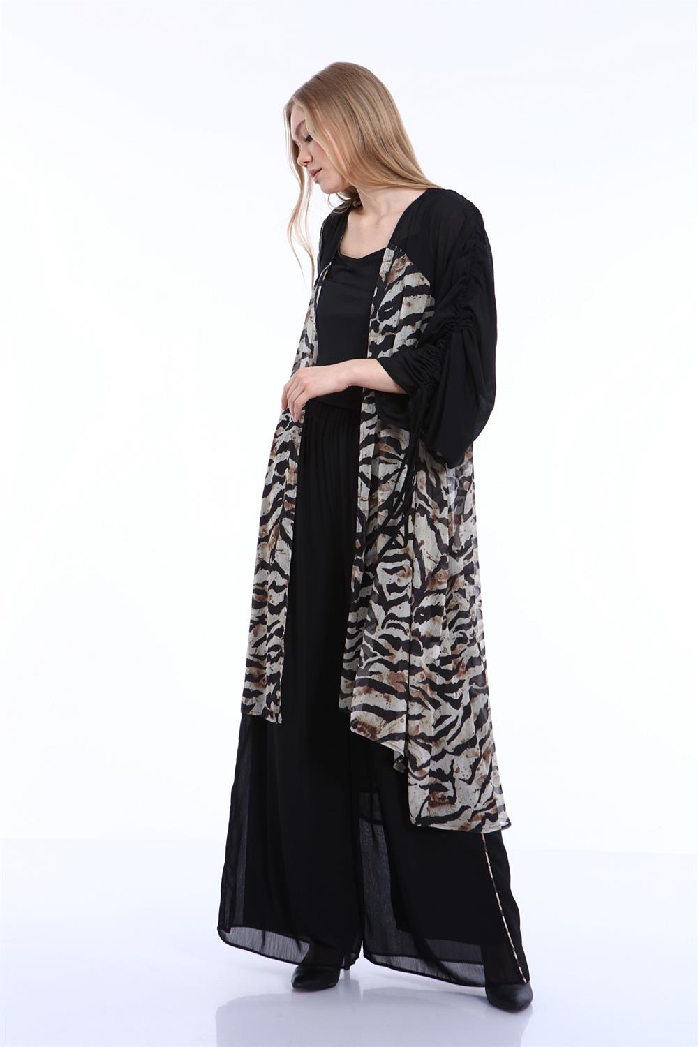 Kadın Zebra Desen Kap Beige