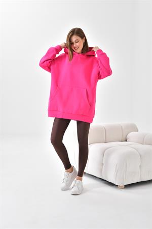 Ftz Women Kadın 3 İp Şardonlu Kapüşonlu Sweatshirt Fuşya
