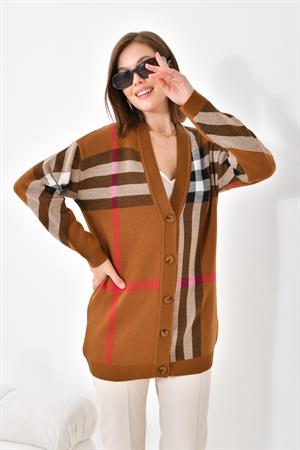 Ftz Women Kadın Burberry Hırka Taba