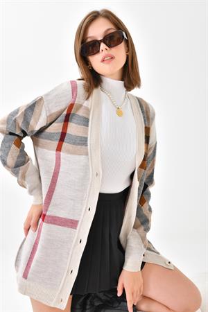 Ftz Women Kadın Burberry Hırka Taş
