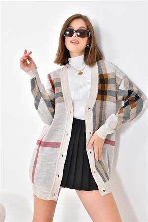 Ftz Women Kadın Burberry Hırka Taş