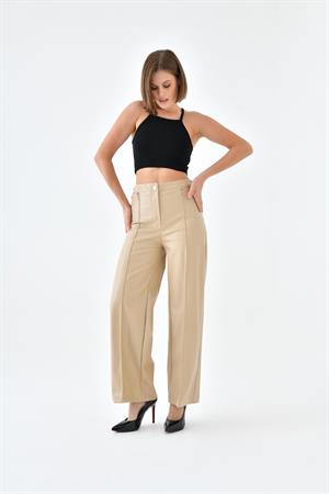 Ftz Women Kadın Deri Pantolon Beige