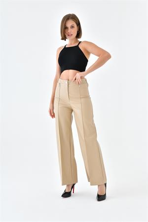 Ftz Women Kadın Deri Pantolon Beige