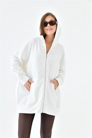 Ftz Women Kadın Fermuarlı Sweat Ekru