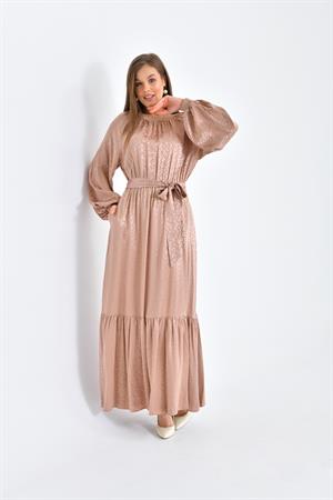 Ftz Women Kadın Jakar Elbise Beige