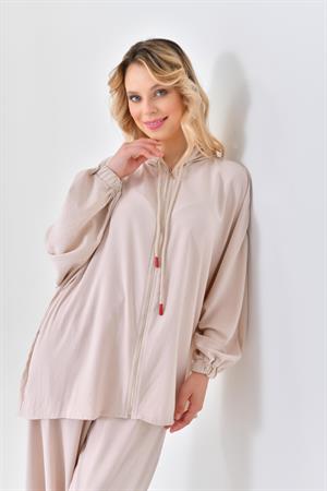 Ftz Women Kadın Kapüşonlu Takım Beige