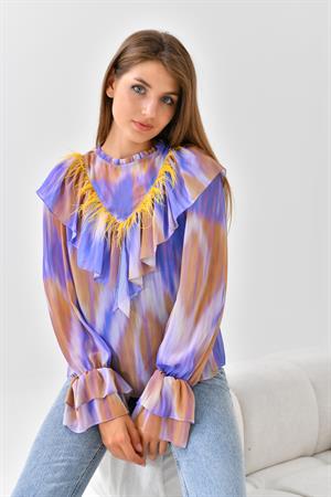 Ftz Women Kadın Şifon Bluz Mor