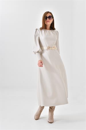 Ftz Women KadınDeri Elbise Beige