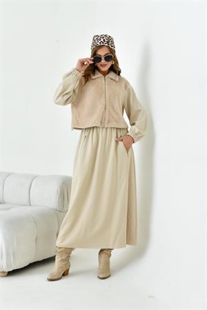 Garmi Kadın Angora Etekli Takım Beige