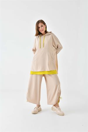 Garmi Kadın Büzgülü Pantolonlu Takım Beige