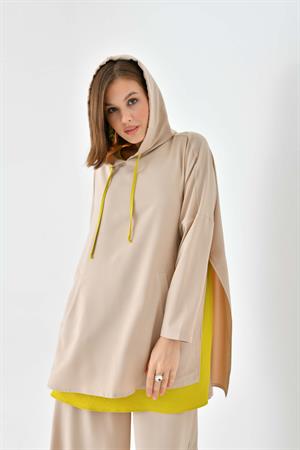 Garmi Kadın Büzgülü Pantolonlu Takım Beige