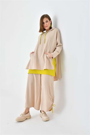 Garmi Kadın Büzgülü Pantolonlu Takım Beige
