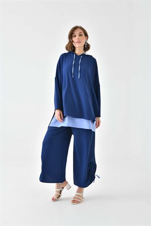 Garmi Kadın Büzgülü Pantolonlu Takım Lacivert