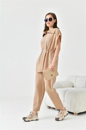 Garmi Kadın Craş Keten Takım Beige