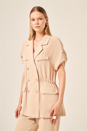 Garmi Kadın Crep Pantolonlu Takım Beige
