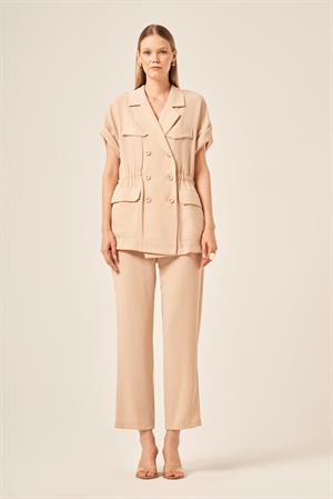 Garmi Kadın Crep Pantolonlu Takım Beige