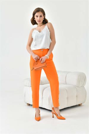 Garmi Kadın Dar Paça Düğmeli Pantolon Orange