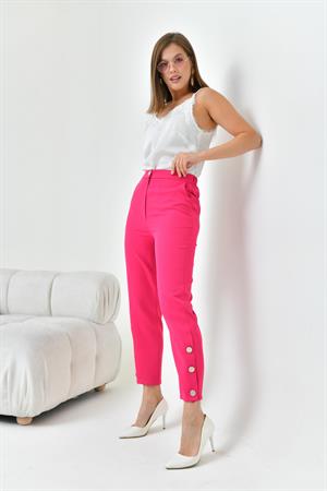 Garmi Kadın Dar Paça Düğmeli Pantolon Fuşya