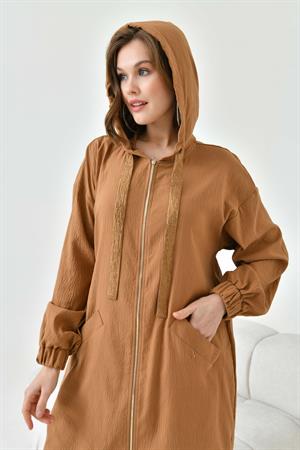 Garmi Kadın Fermuarlı Kolu Lastikli Takım Camel