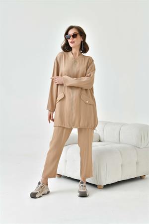 Garmi Kadın Fermuarlı Takım Beige