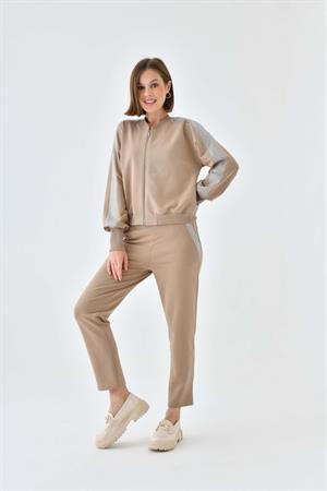 Garmi Kadın İki İp Omuzu Taşlı Takım Beige