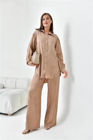 Garmi Kadın Jakarlı Pantolonlu Takım Beige