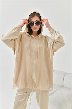 Garmi Kadın Kapişonlu Tüllü Takım Beige
