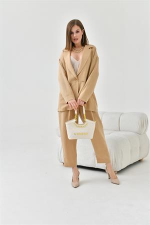 Garmi Kadın Keten Ceketli Takım Beige