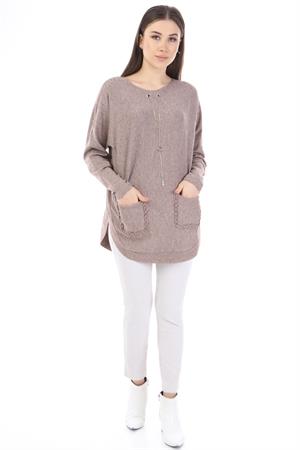 Garmi Kadın Kolye Detay Triko Beige