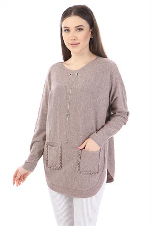 Garmi Kadın Kolye Detay Triko Beige